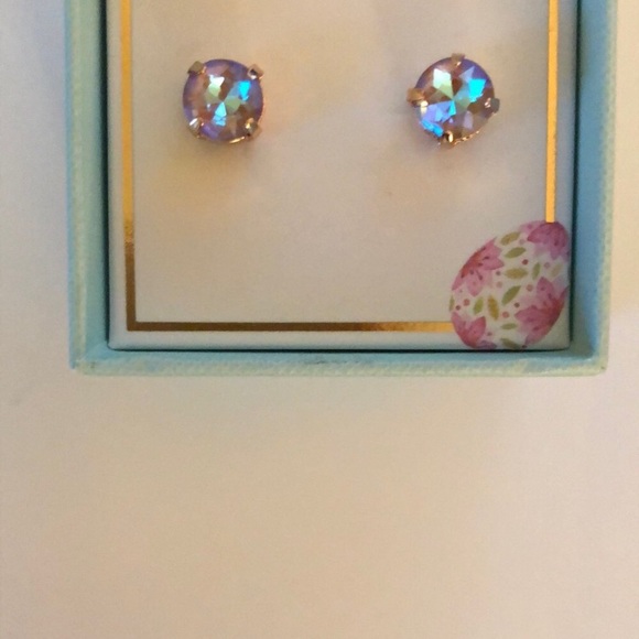 Greige Crystal Earrings - Picture 6 of 7